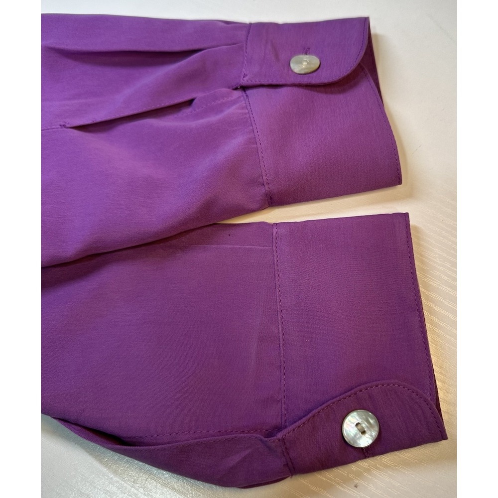 Travel Smith Tunic Top Womens Medium Purple Button Up Long Sleeve Front Pocket - Picture 12 of 12